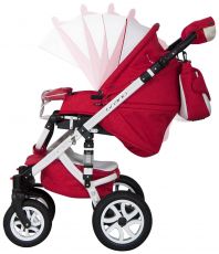Детская коляска 2 в 1 Riko Brano Ecco 20 Sport Red (белая кожа – красная ткань)